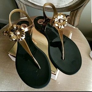Black & gold bcbg sandals